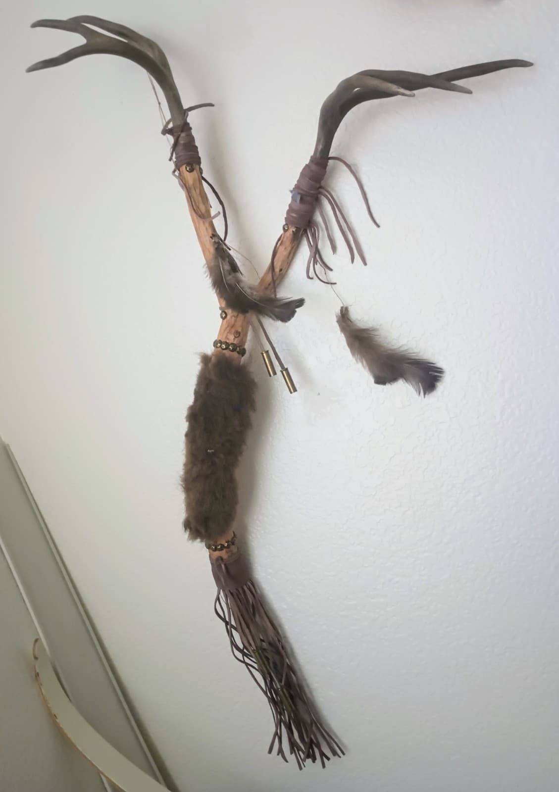 Vintage Apache Deer Antler Talking Stick Original Native American Signed 5