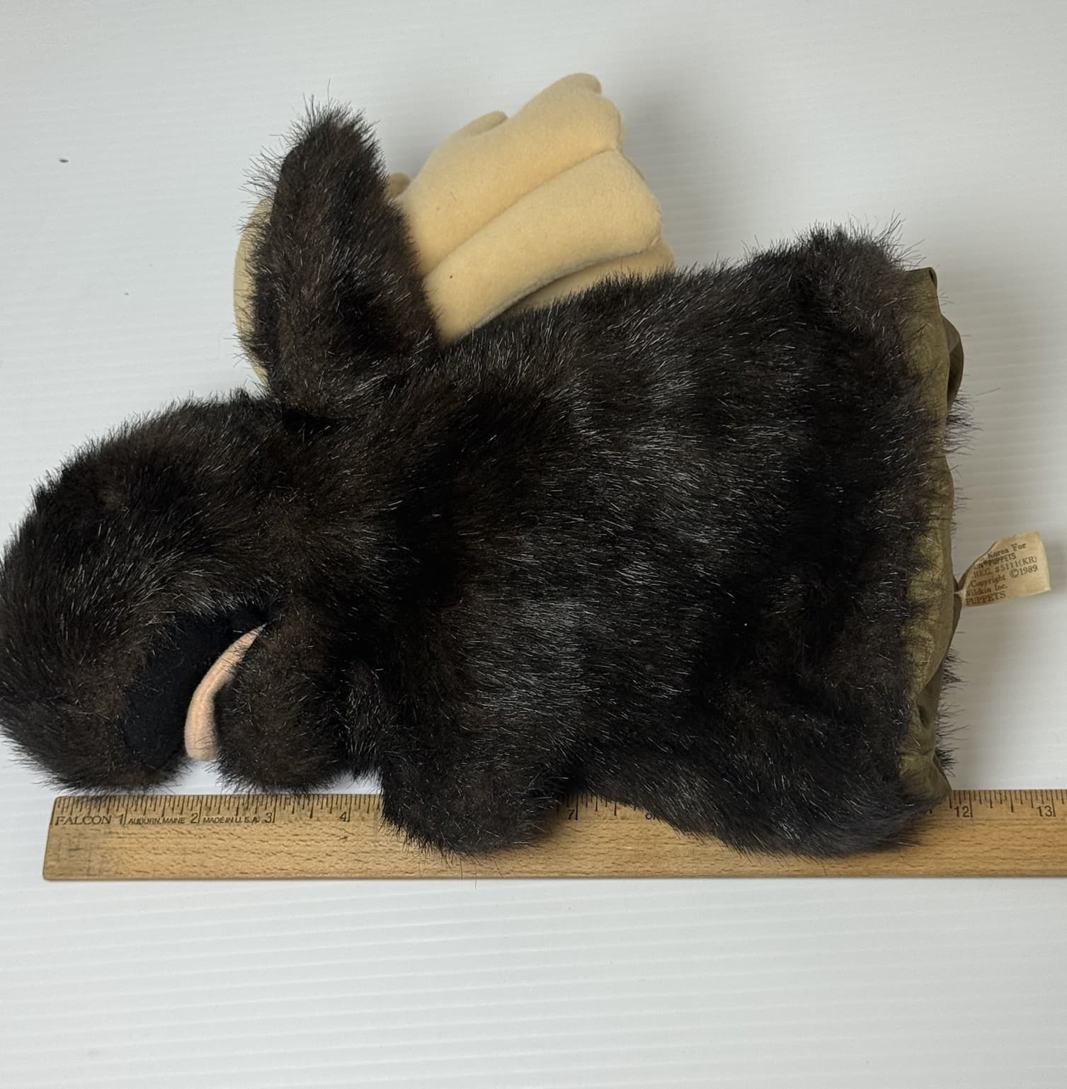 Wildkin Moose VTG 1989 Realistic Plush Large Hand Puppet faux fur  tan antlers 5