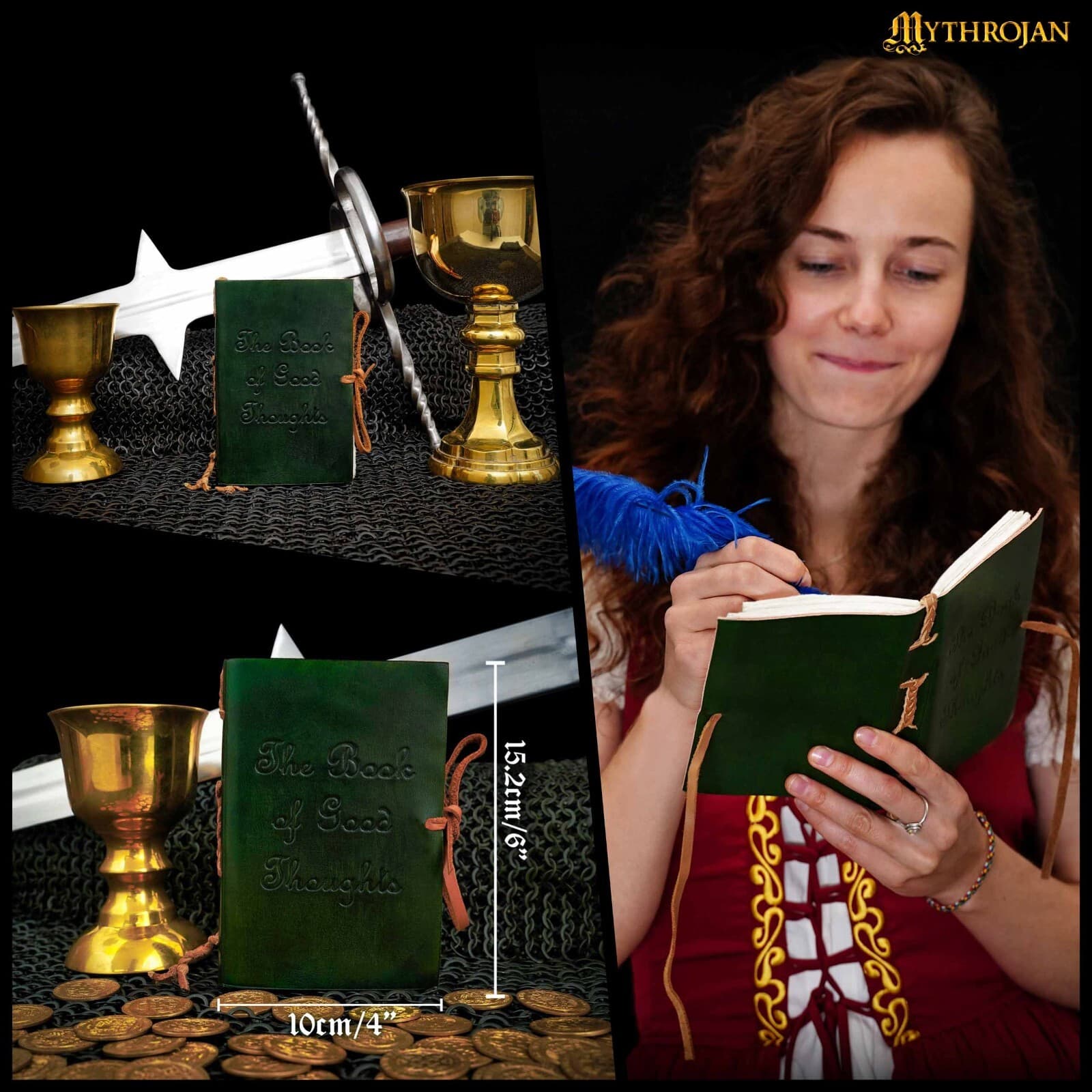 Leather Bound Journal Blank Notebook The Book of Good Thoughts Medieval Diary 6