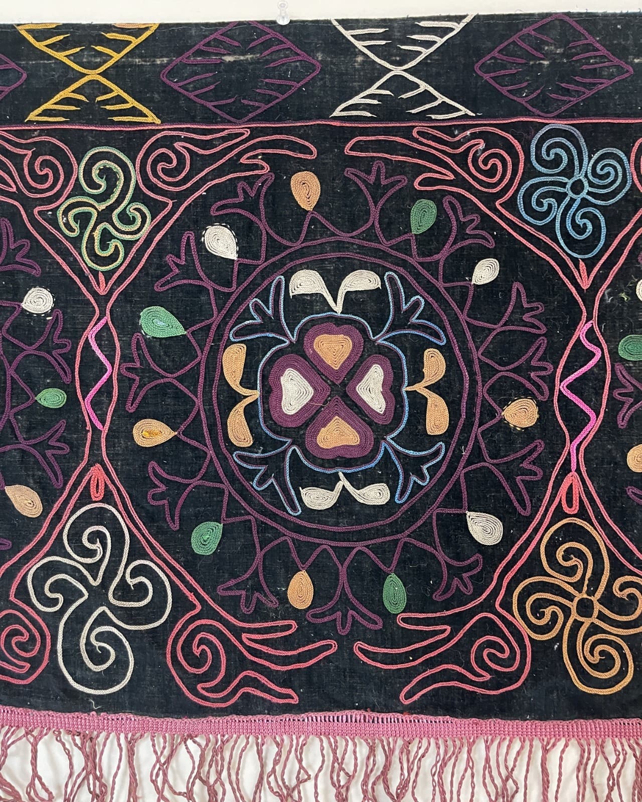 OLD CENTRAL ASIAN KYRGYZ SILK EMBROIDERY WALL DECORATION 5