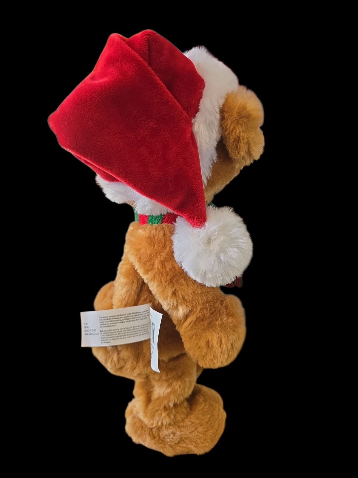 Gemmy Singing Dancing Xmas Bear With Stripped Scarf And Santa Hat 13.5" WORKS 4