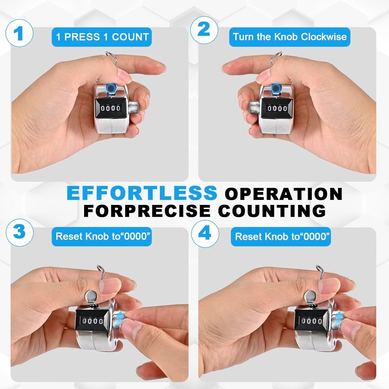 Metal Tally Counter Clicker Handheld Pitch Counter, Manual 1PC  6