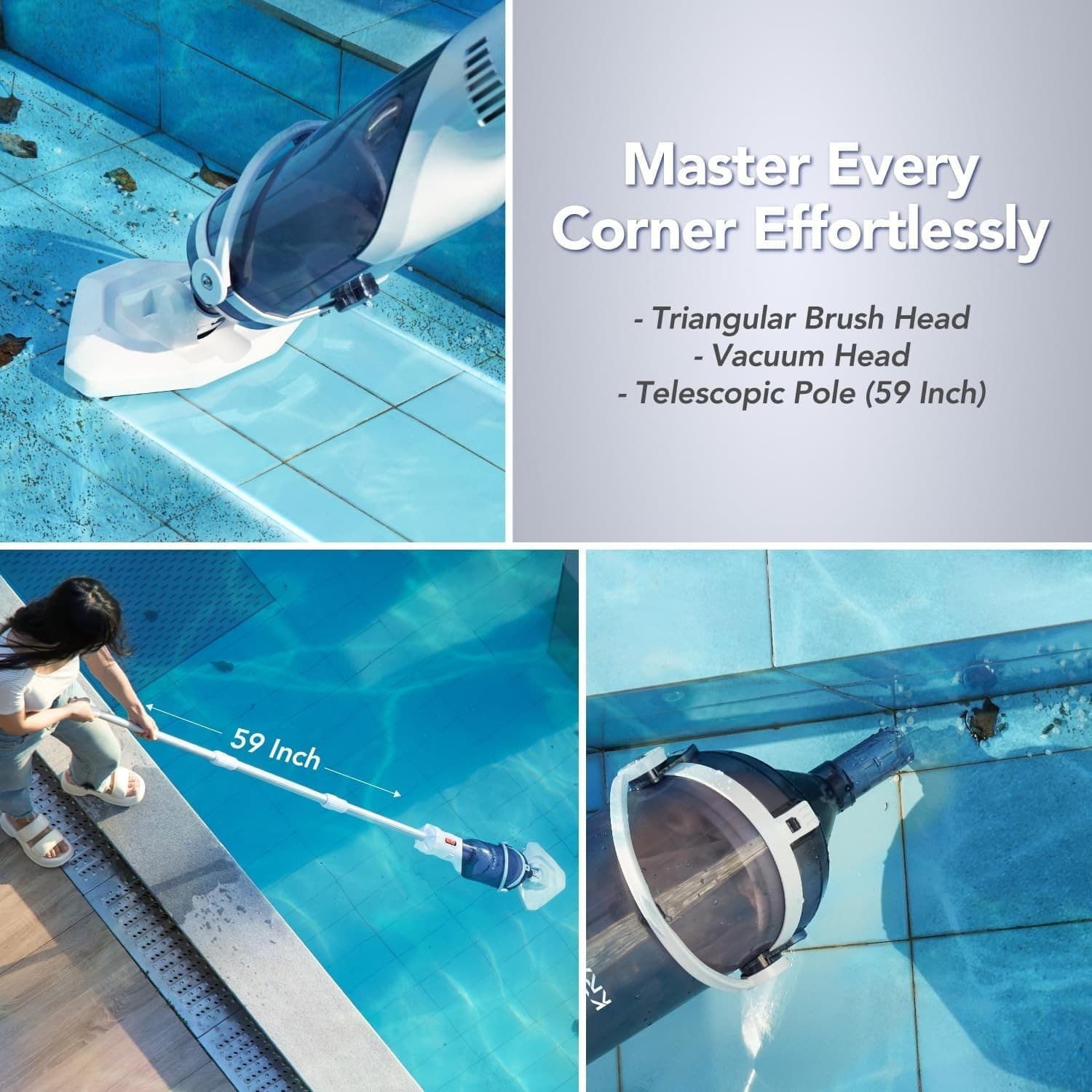 Pool Vacuum for Above & In-ground Pool with a Telescopic Pole, Handheld Pool Vac 5