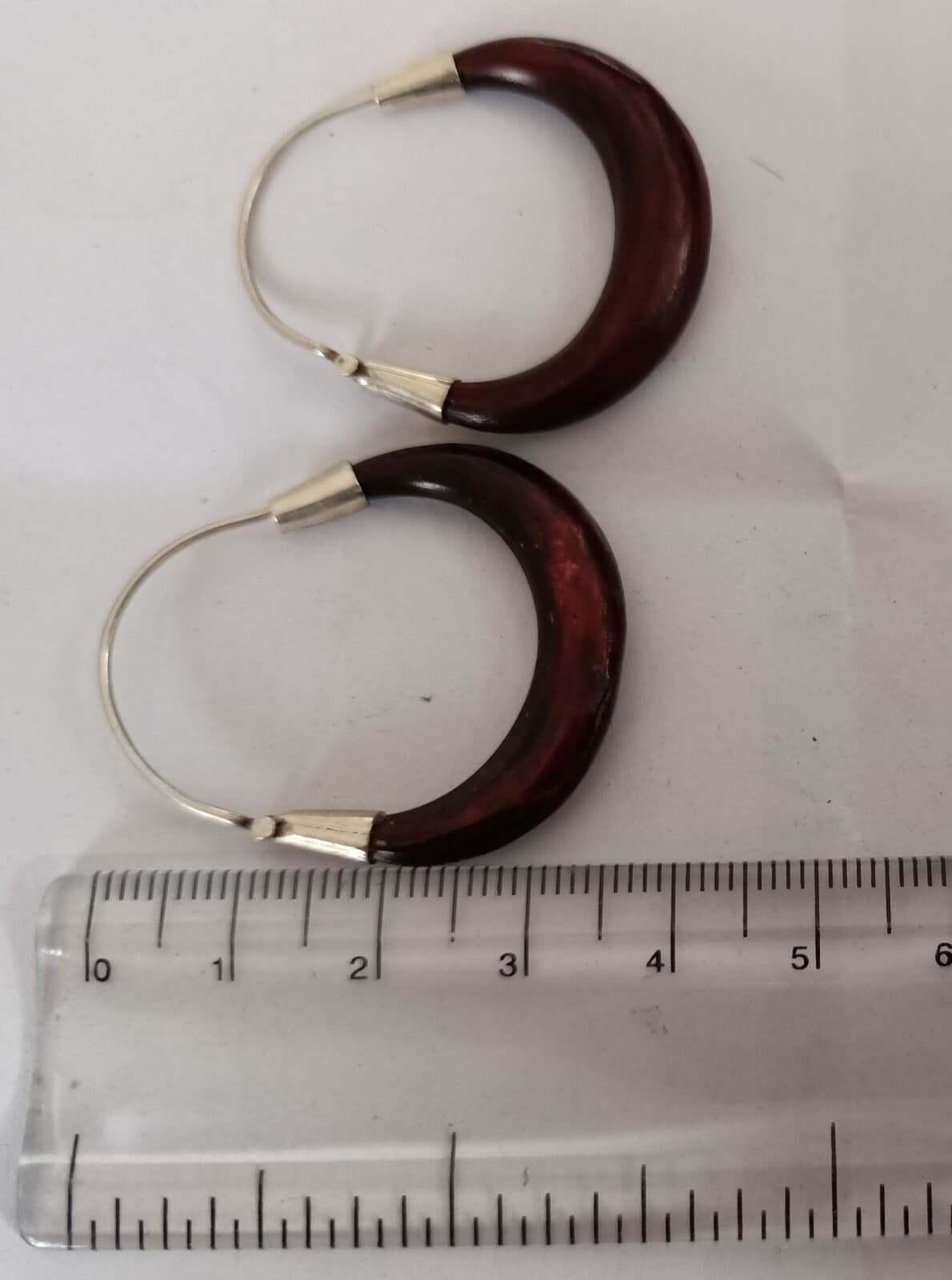 Artisan Crafted Sterling Silver Beautiful Wood Hoop Jewelry Earrings Free Ship 3