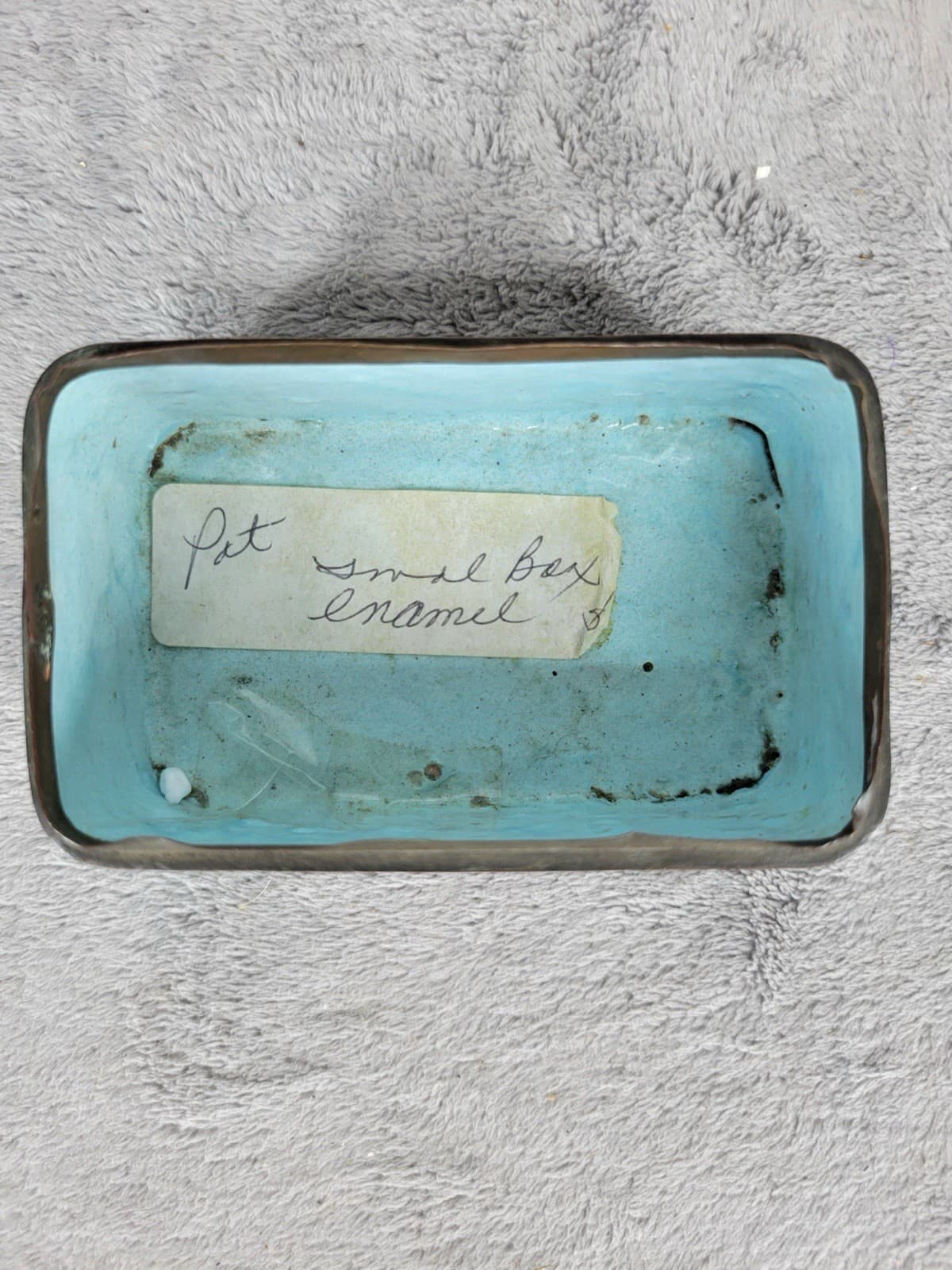 Vintage Chinese Cloisonné Enamel Box Rectangular Turquoise Interior 4” 2.5” 6