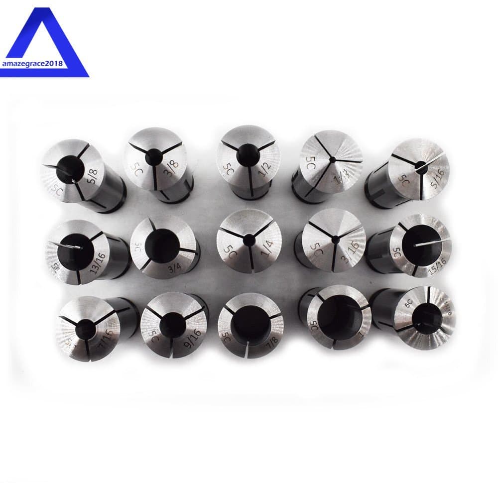 1/8"-1" Capacity TIR 0.0005" High Precision 5C Round Collet 15 Piece Set 4