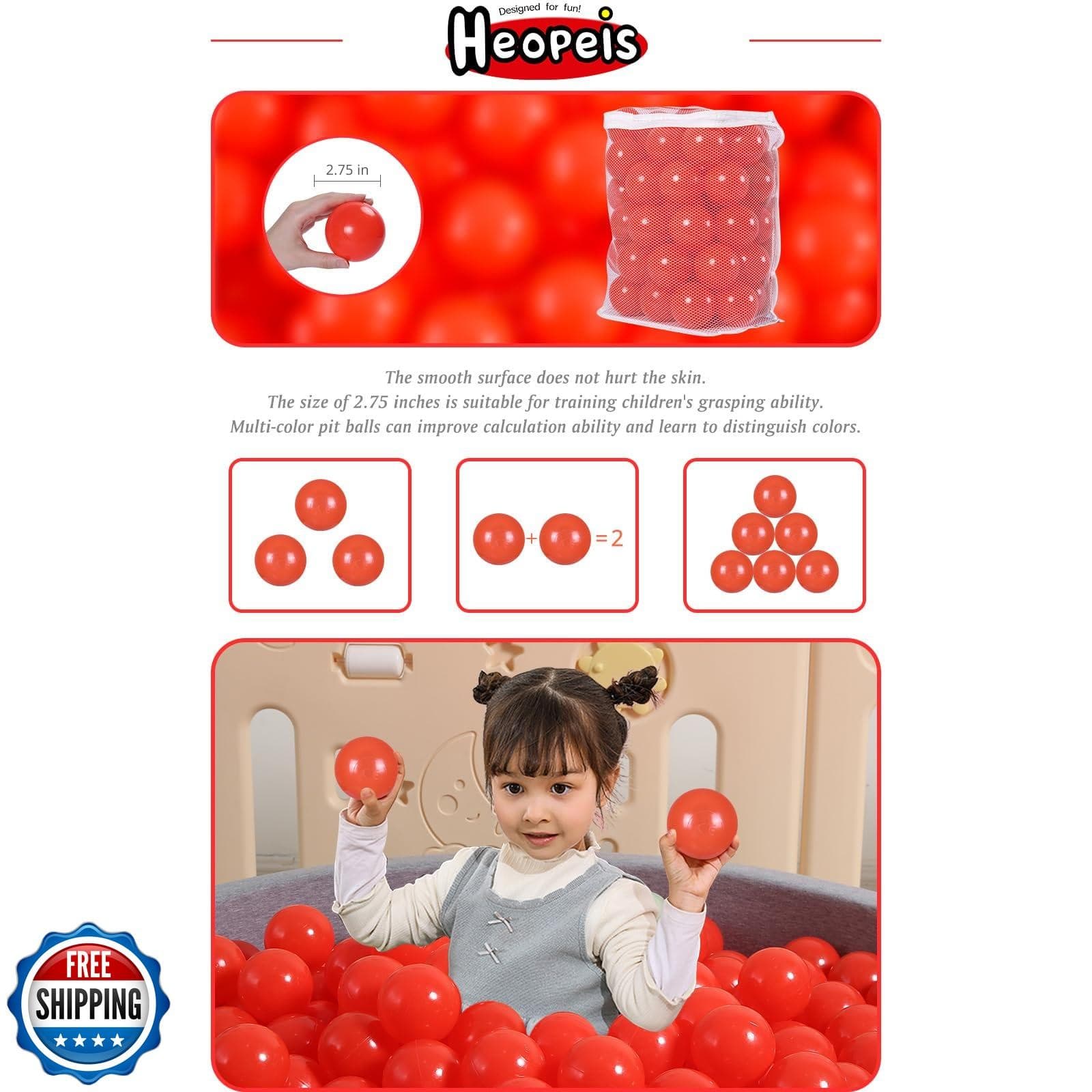 Heopeis 2.75inches Ball Pit Balls for Kids Toddlers Babies Ball Pit, Playhous 5