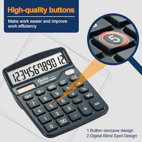 12 Digits Desk Calculator with Large Display LCD and Sensitive Big Buttons  4
