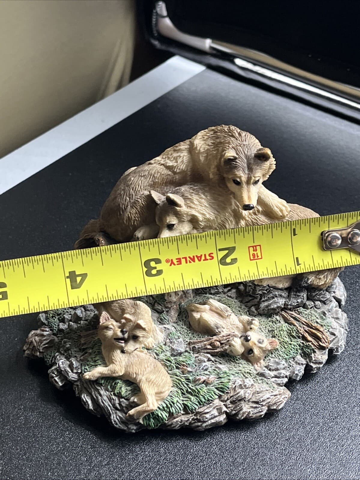 Rare - Original - Living Stone - Wolf Treasures Moments Wolf Cubs Pups Playing 2