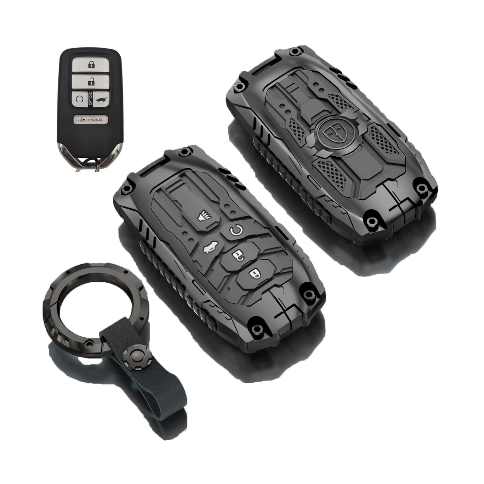 Heavy Metal Key fob Cover for Honda with Keychain,Key fob Case Protection Com...