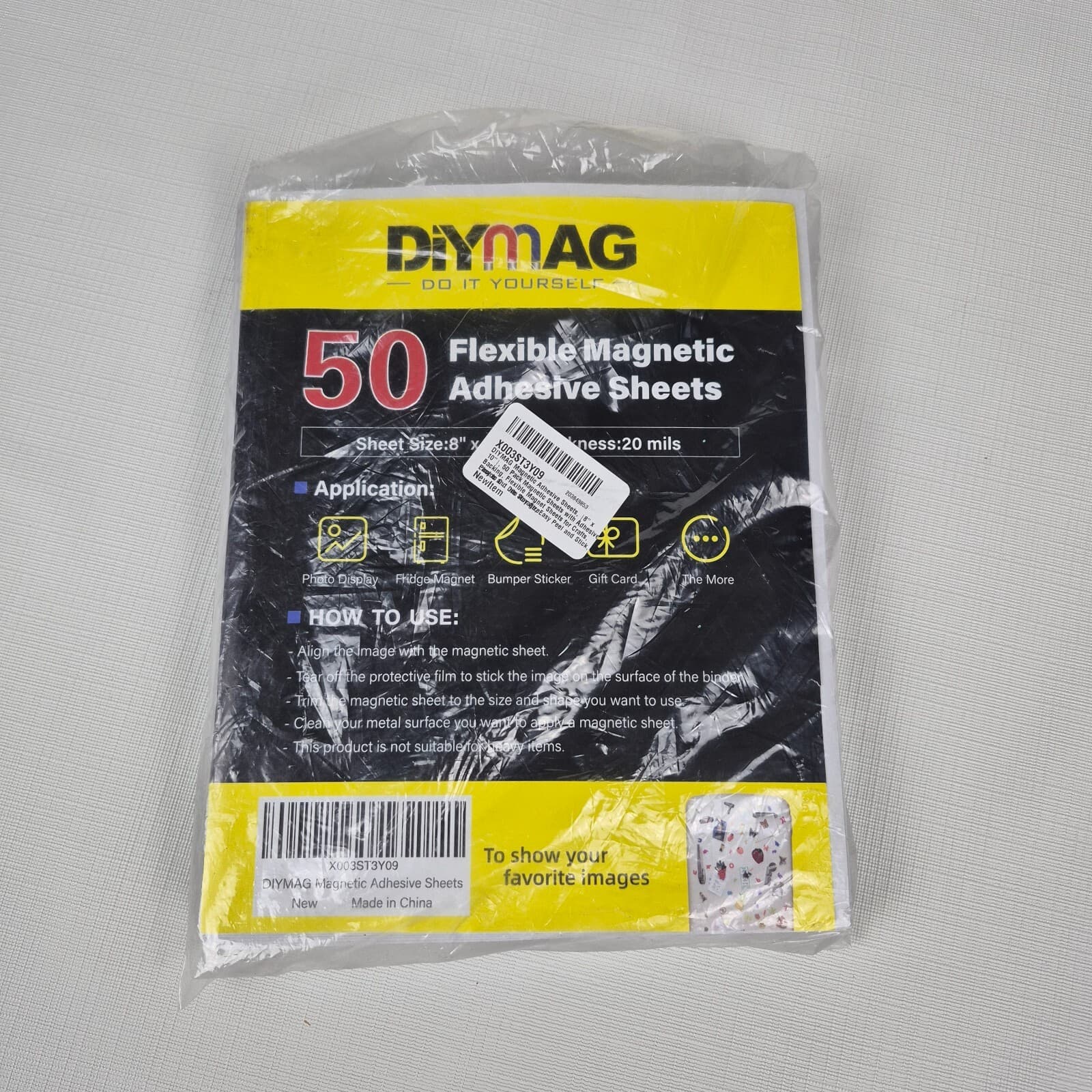 50 Self Adhesive Flexible Magnetic Sheets 8" x 10" 20mils thknss