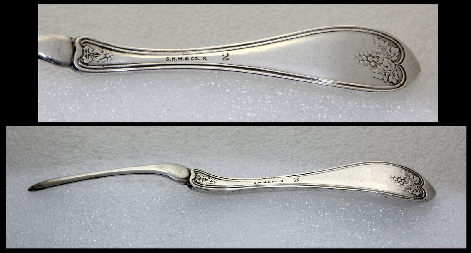 Antique 1867 Silver Plate Grape Ivy Lobster / Nut Pick Simpson Hall & Miller Co. 3