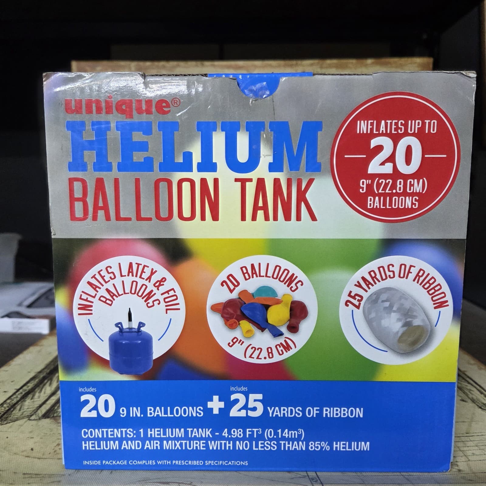 Helium Balloon Tank Kit, 4.98 Cu ft- 20 Mini Balloons Included  + Ribbon - NEW! 2