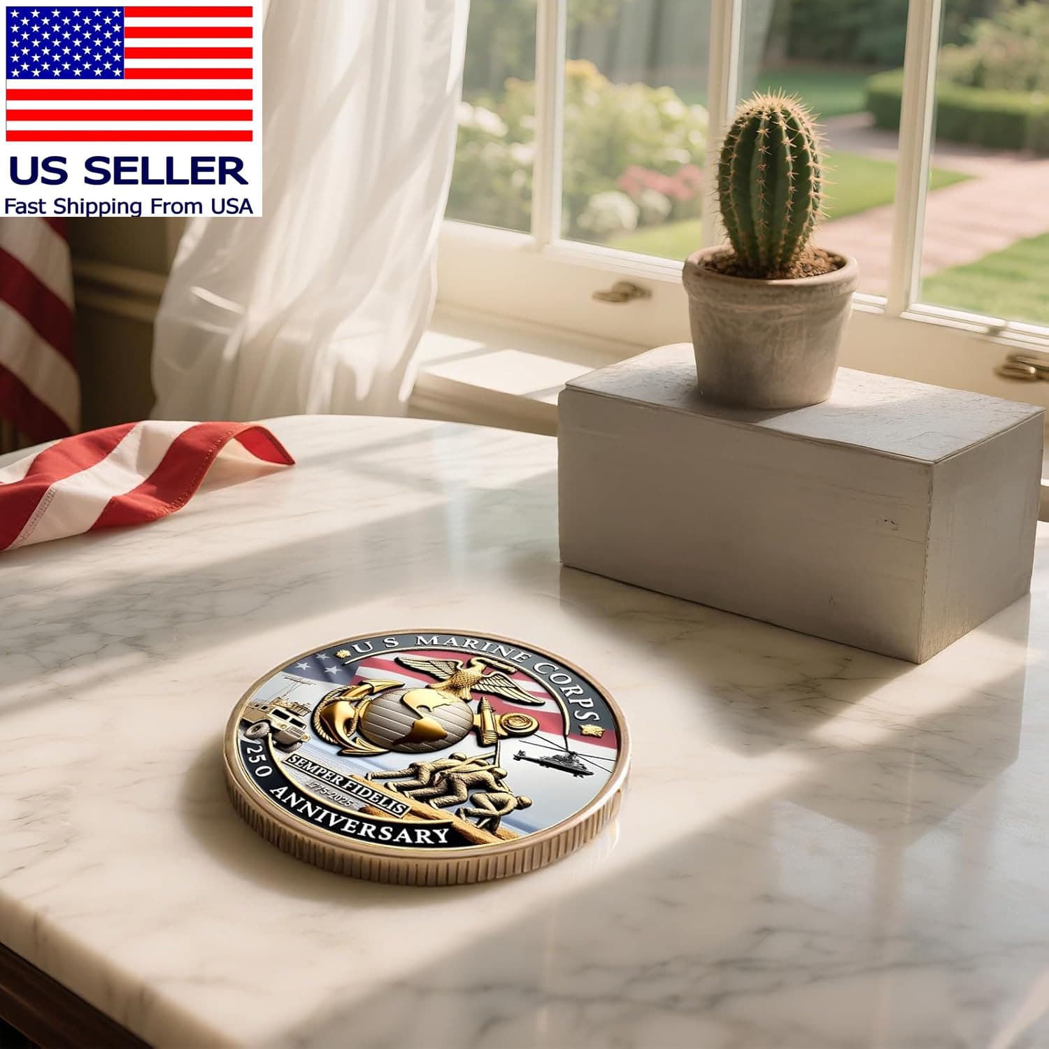 Marine Corps 250Th Anniversary Challenge Coin, 1.77 Inch Double-Sided US.MC Mili 2