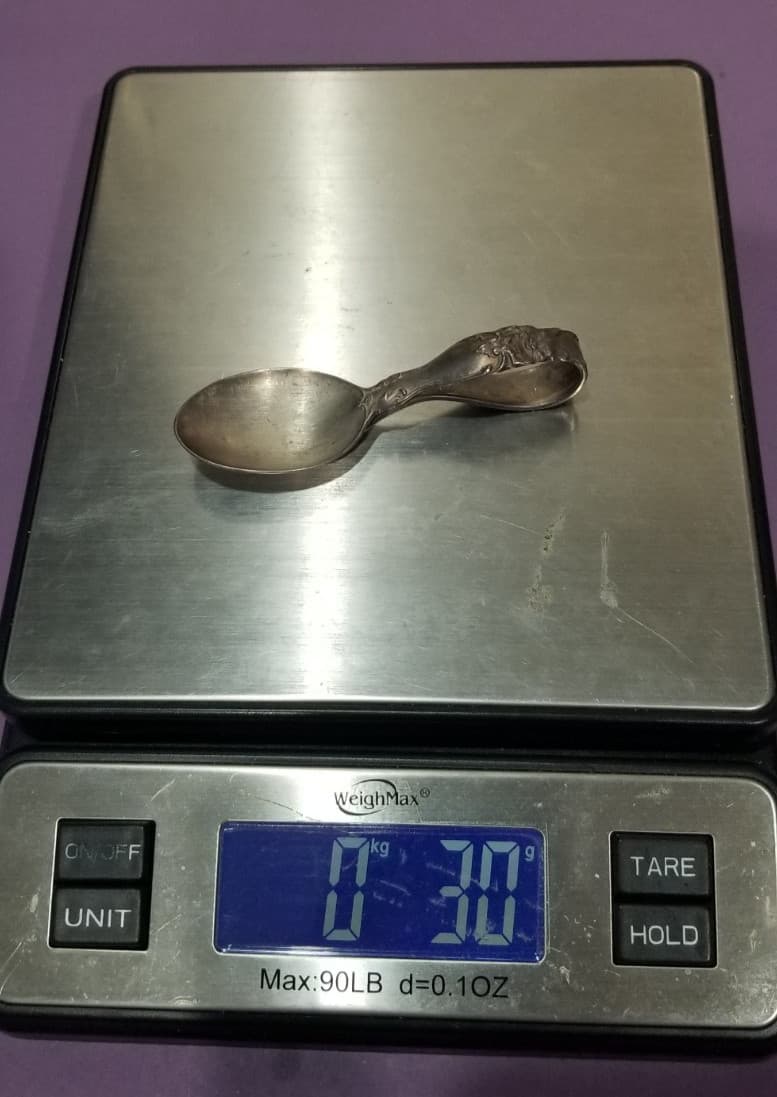 💥 REED & BARTON 1894 Sterling Cat Ribbon Nursery Curved Baby Spoon 30g 3.75" 💥 5