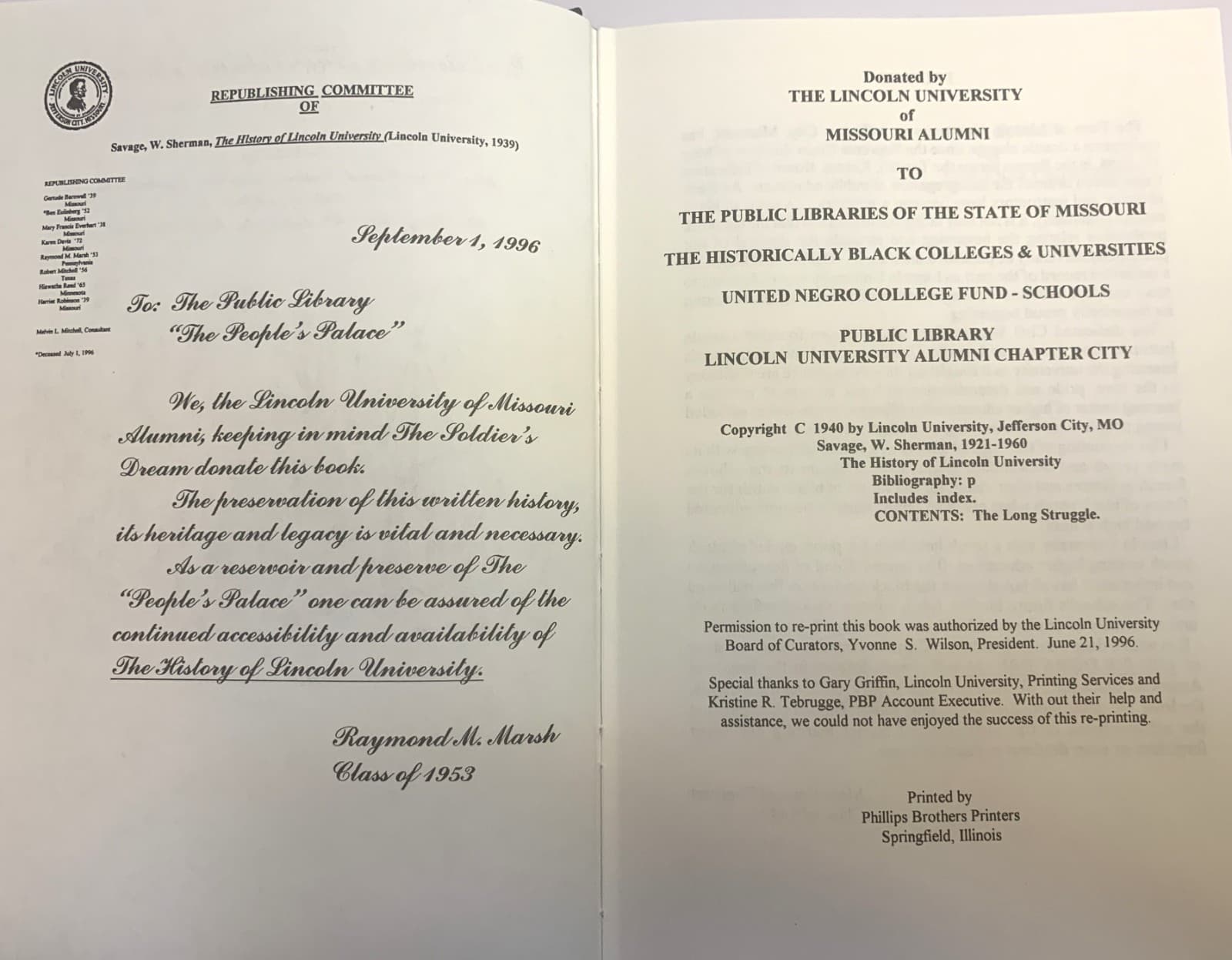 History of Lincoln University W. Sherman Savage Jefferson City MO 1996 REPRINT 6