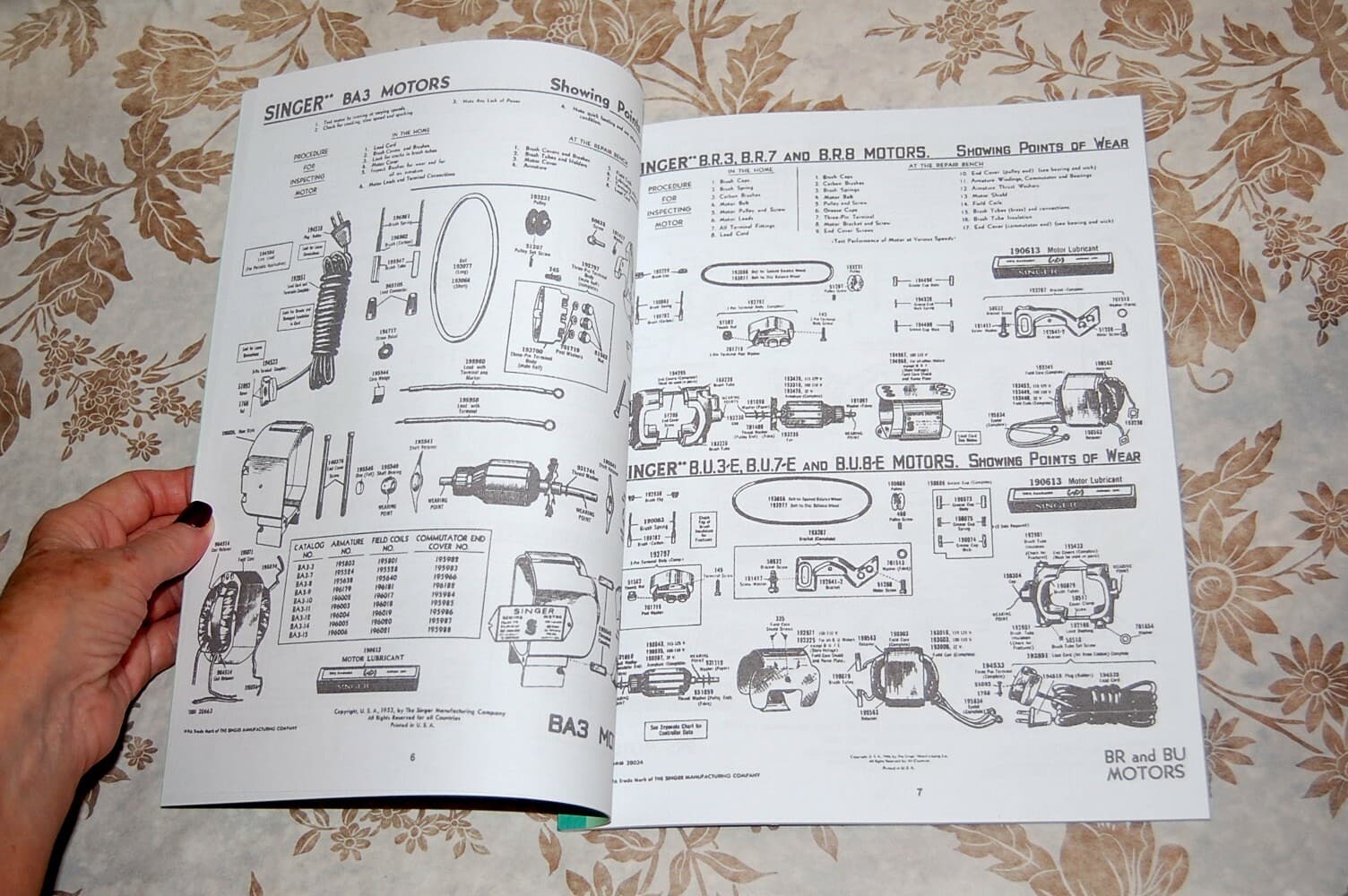 Rare Service Manual for Singer Sewing Machines Motors, Foot Controllers, Lights, 3