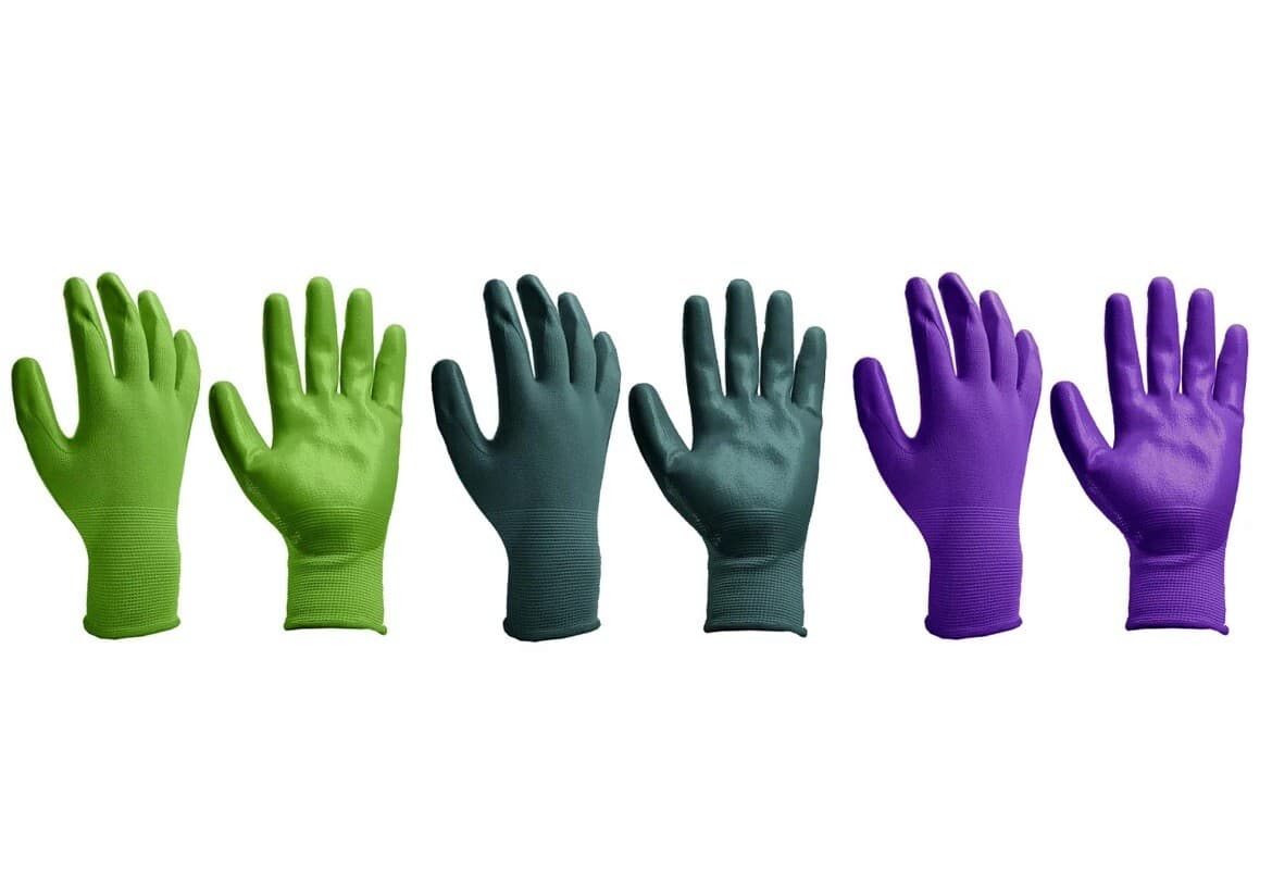 3-Pair EXPERT GARDENER Women’s Size M Gardening Nitrile Gloves Breathable 5