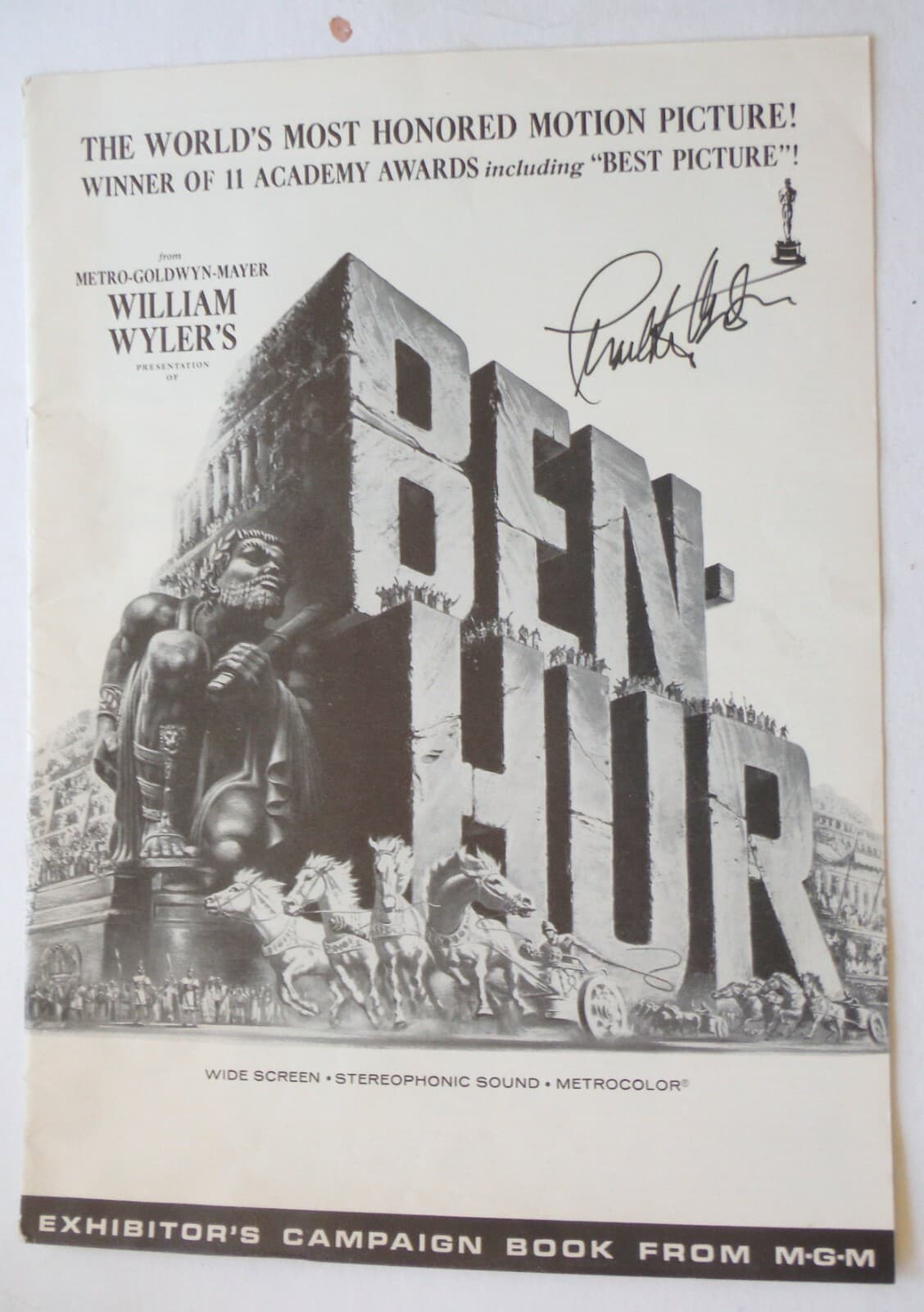Vintage Ben Hur Charlton Heston Signed Exhibitor's Campaign Book 1959 J6266