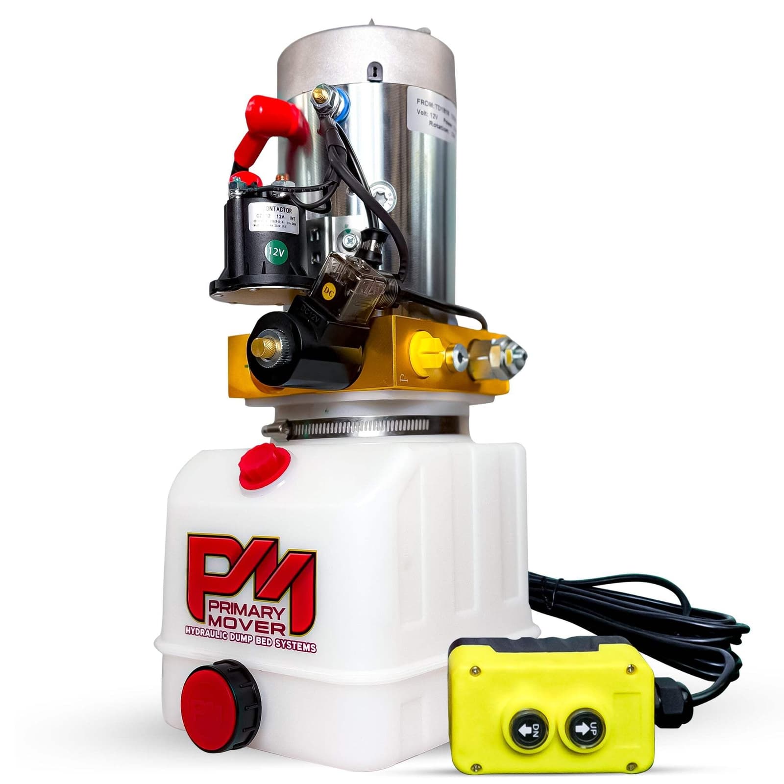 Primary Mover 12V Single-Acting Hydraulic Pump - Poly Reservoir