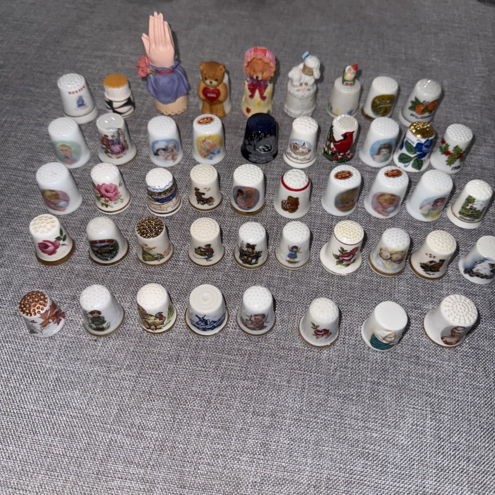 Lot Of 47 Vintage Thimbles Gorham RR Roma Enesco Gimble & Sons HH Japan Germany