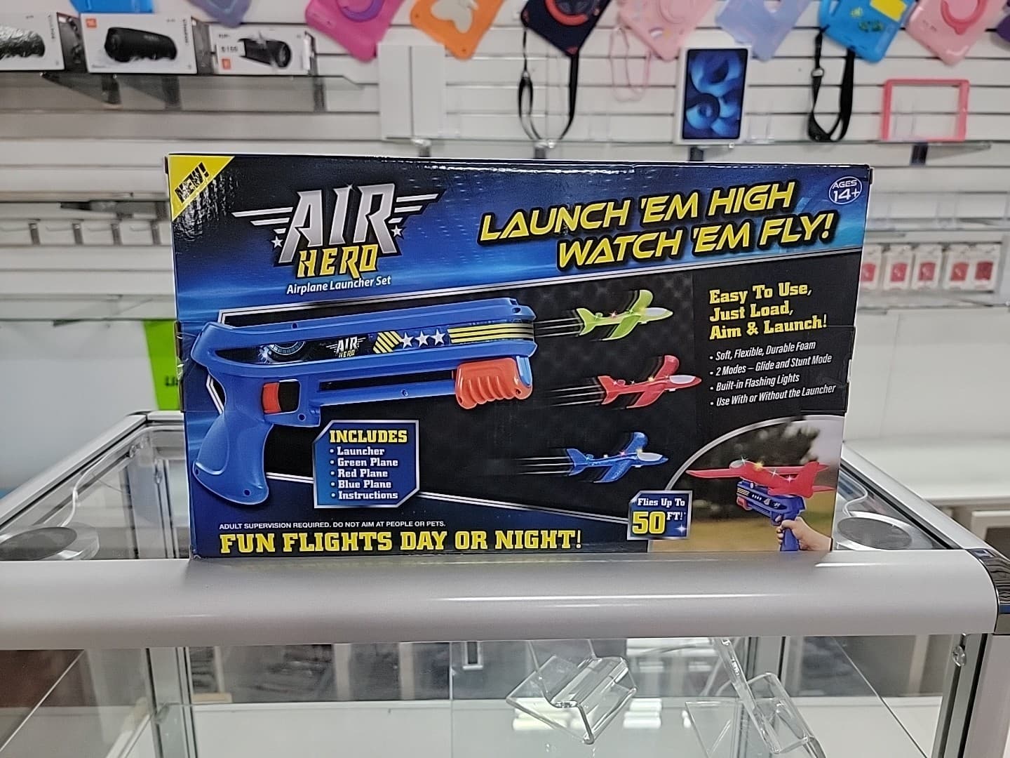 Air Hero Airplane Launcher Set With Launcher & 3 LED Planes New 2