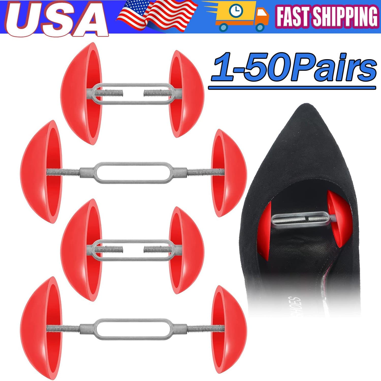 50Pair Adjustable Shoe Stretcher Boot Men Women Size Shaper Expander Widener Lot