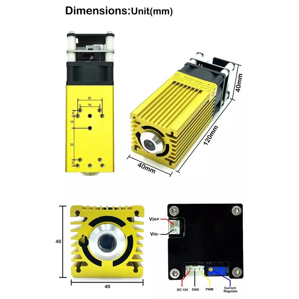 40W 450nm Blue High Power Laser Engraving Module Cutting Laser Very Fine Spot 3