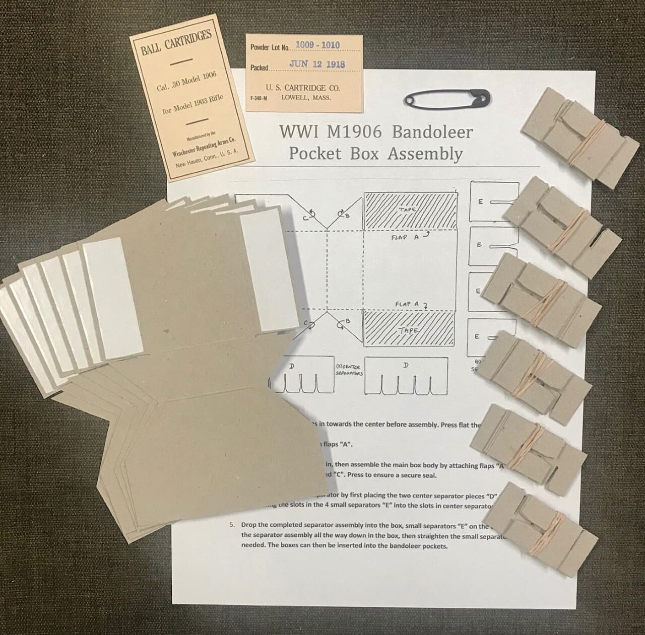 WWI  M1906 REPLICA BANDOLEER RESTORATION  KIT FOR THE M1903  AND  M1917 RIFLES 3