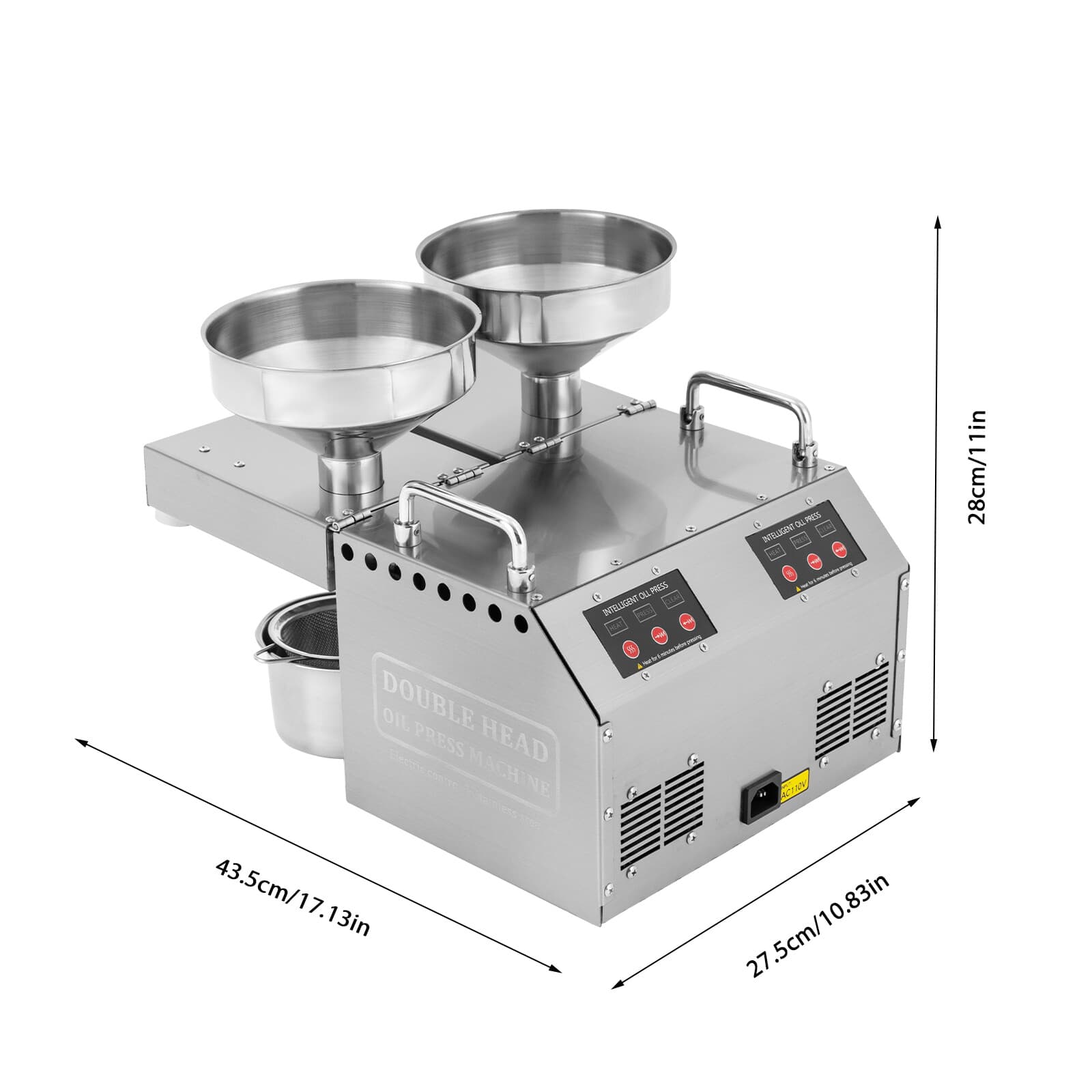 Double Head Oil Press Machine Stainless Steel Oil Extractor Hot & Cold Oil Press 2