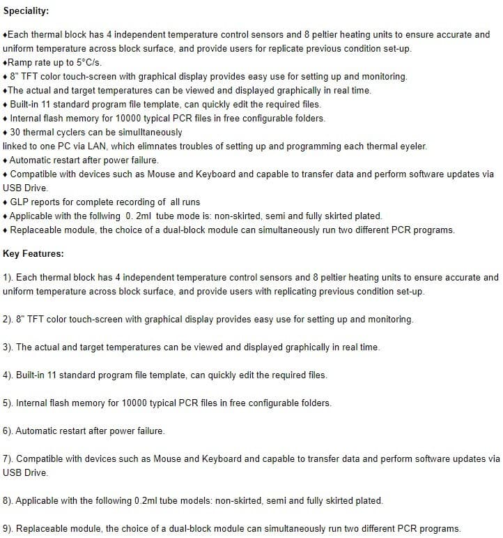 NEW - West Tune GE9612T Touch Screen 96 Well Digital PCR Gradient Thermal Cycler 6