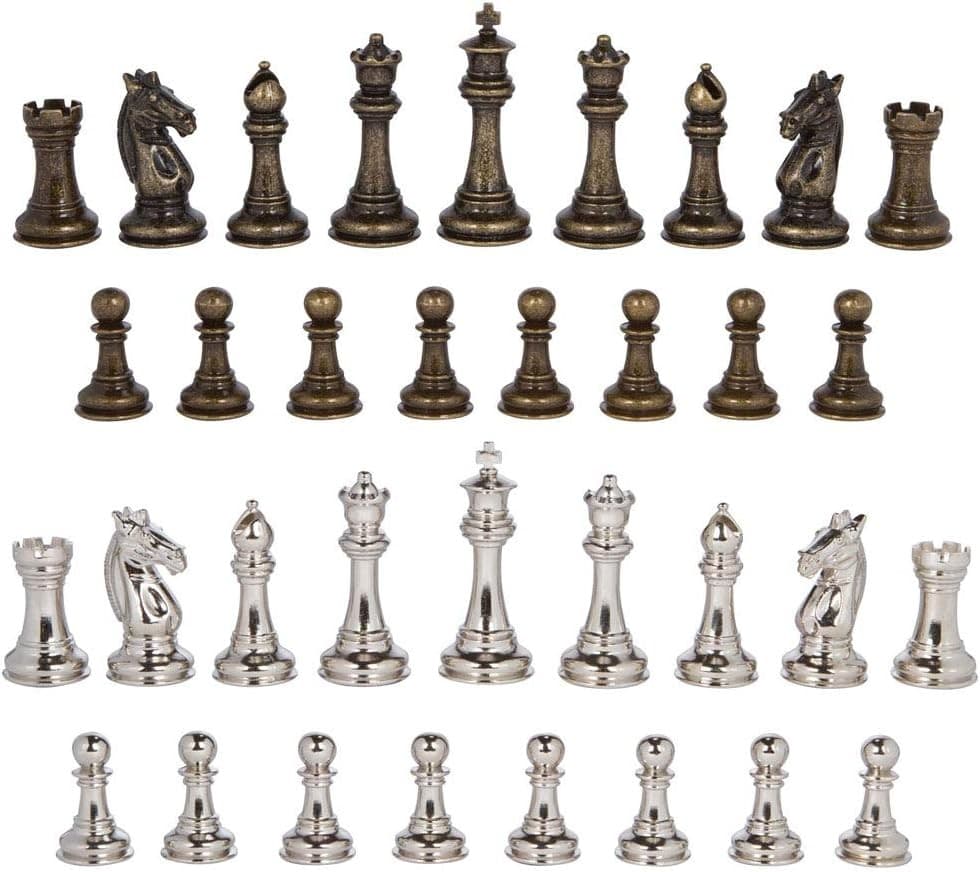 Edgemar Silver and Bronze Metal Chess Pieces with 3.75 Inch King and Extra Queen 2