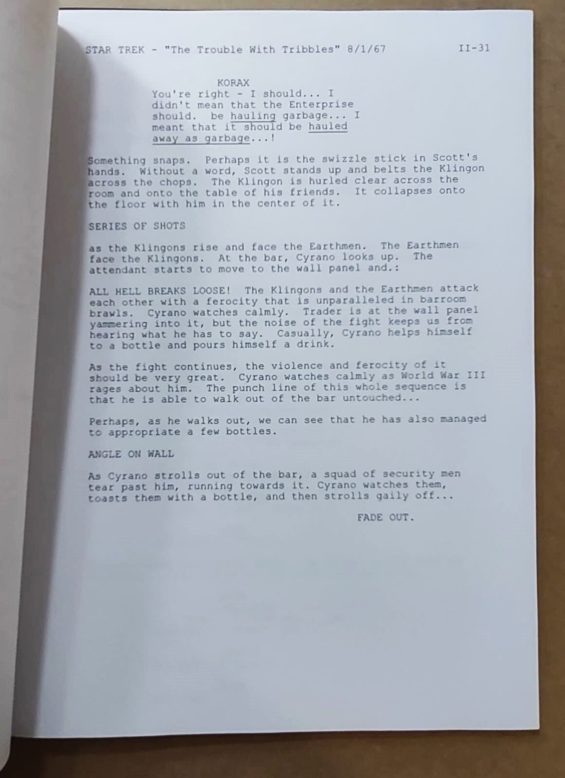 DAVID GERROLD SIGNED/ SKETCHED STAR TREK TROUBLE WITH TRIBBLES SCRIPT! FREE SHIP 4