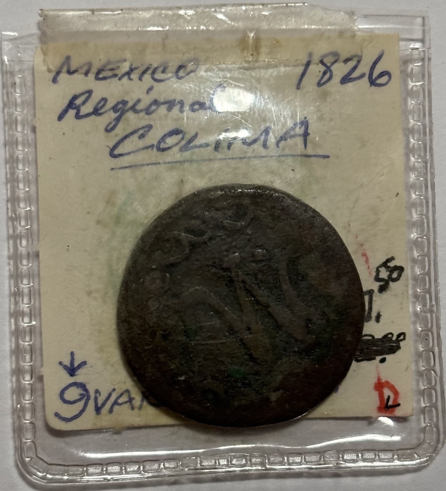 Mexico Colima municipal RARE WAR OF INDEPENCE 1826 1/4 Real AMANZING 3
