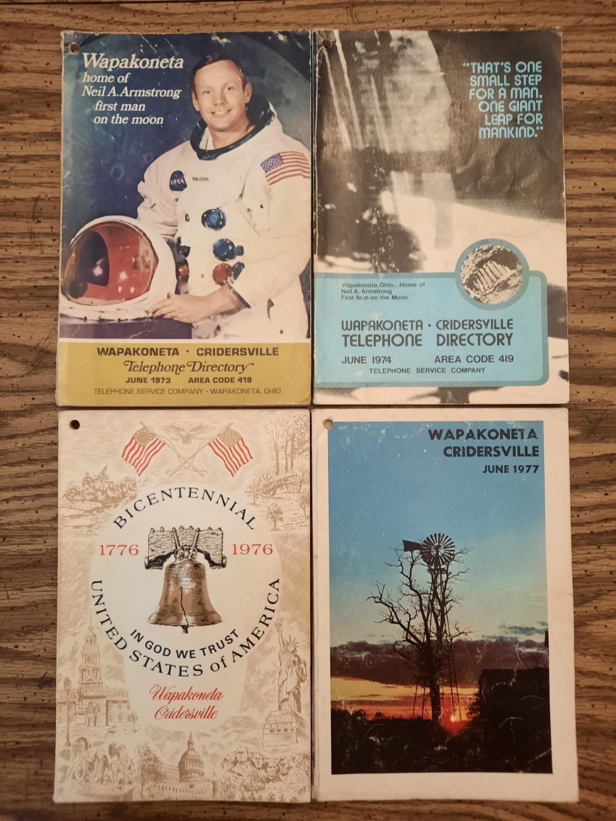 Lot of 4 1973-1977 Wapakoneta-Cridersville OH Telephone Directory phone books