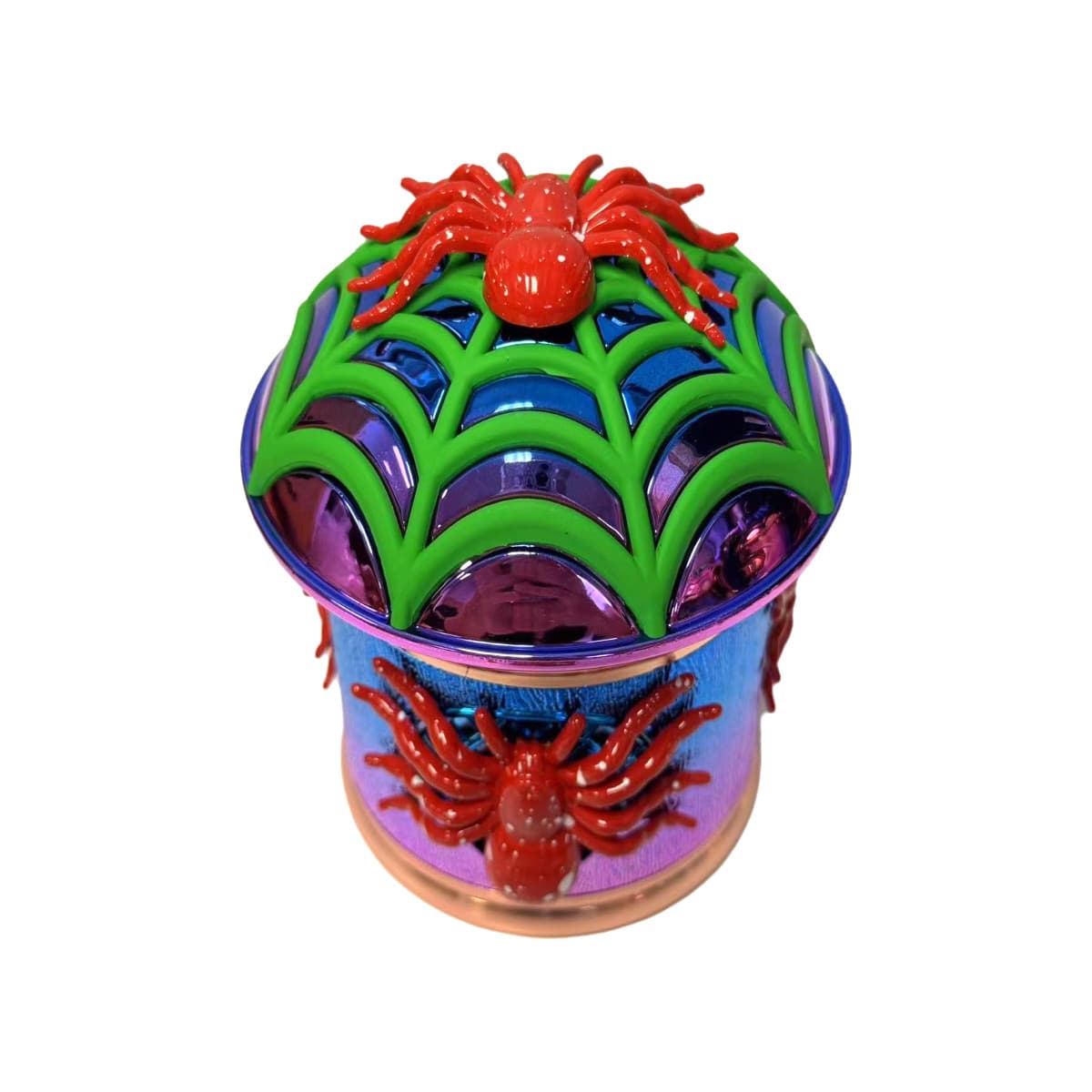 3.1" 4 PC 3D Spider Web Design  Tobacco Herb Spice Grinder Smoke Crusher Shiny 4