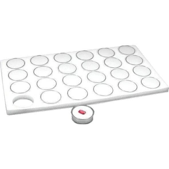 24 White Gem Jars Display & Glass Top Case 3