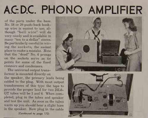 4 watt Amplifier Tube powered 1943 How-To build PLANS AC-DC