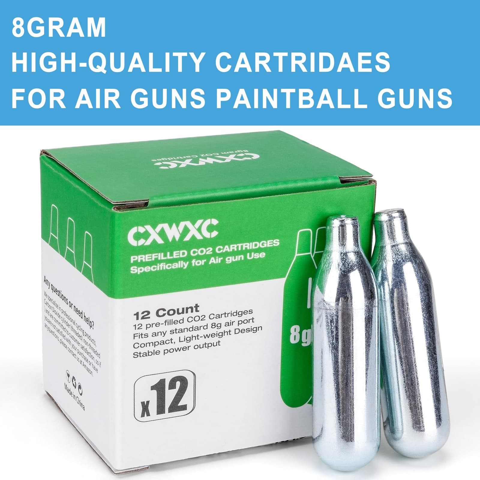8 Gram/ 12 Gram CO2 Cartridges for Paintball - CO2 Cylinder CO2 Powerlet Cart... 6