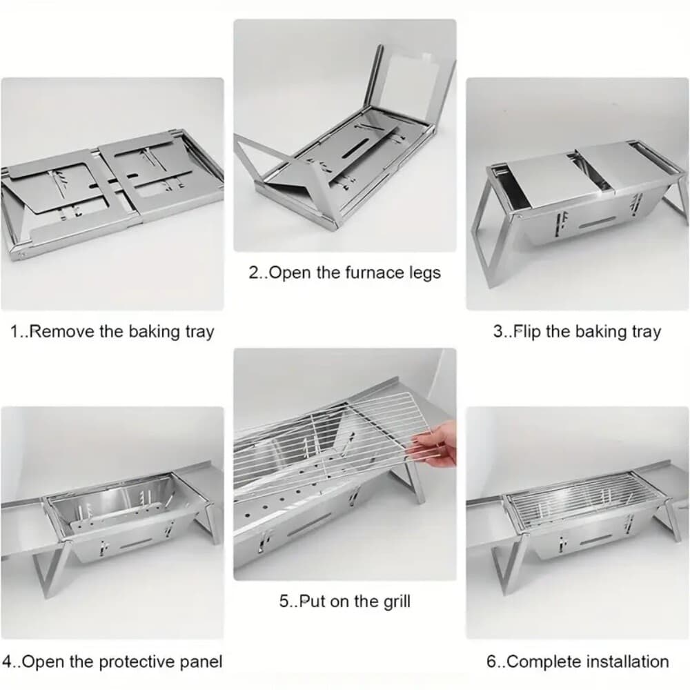 Stainless Steel Charcoal Grill Mangal Shish Kabab Kabob BBQ Barbecue Shashlik 6