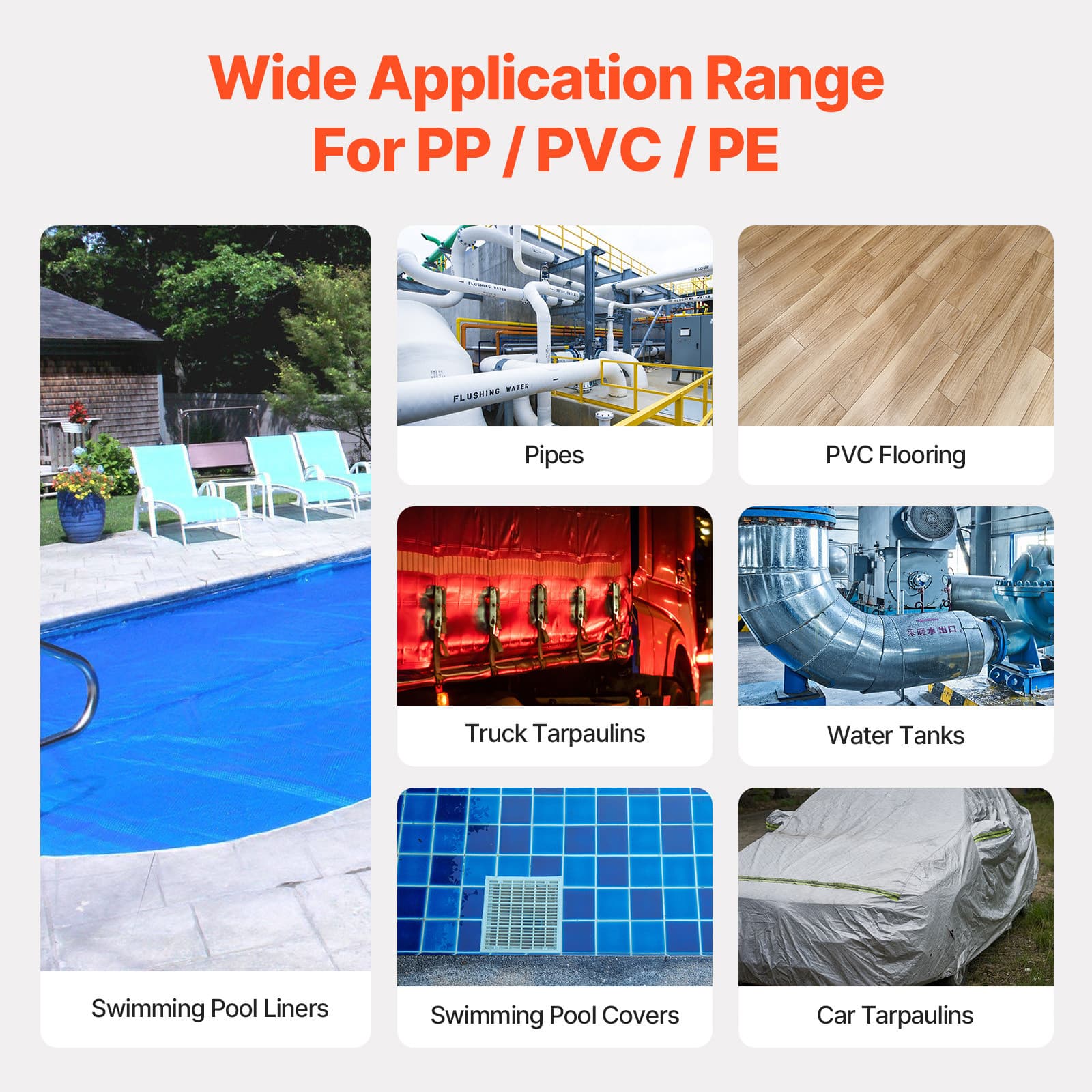 VEVOR Hot Air Plastic Welder 1600W PVC TPO Vinyl Heat Gun Torch & 9 Accessories 4