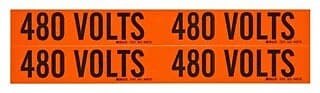 Brady 44215, Conduit & Voltage Label, B498, Org, Style B, 4/Cd, 480 Volts, 1 PC