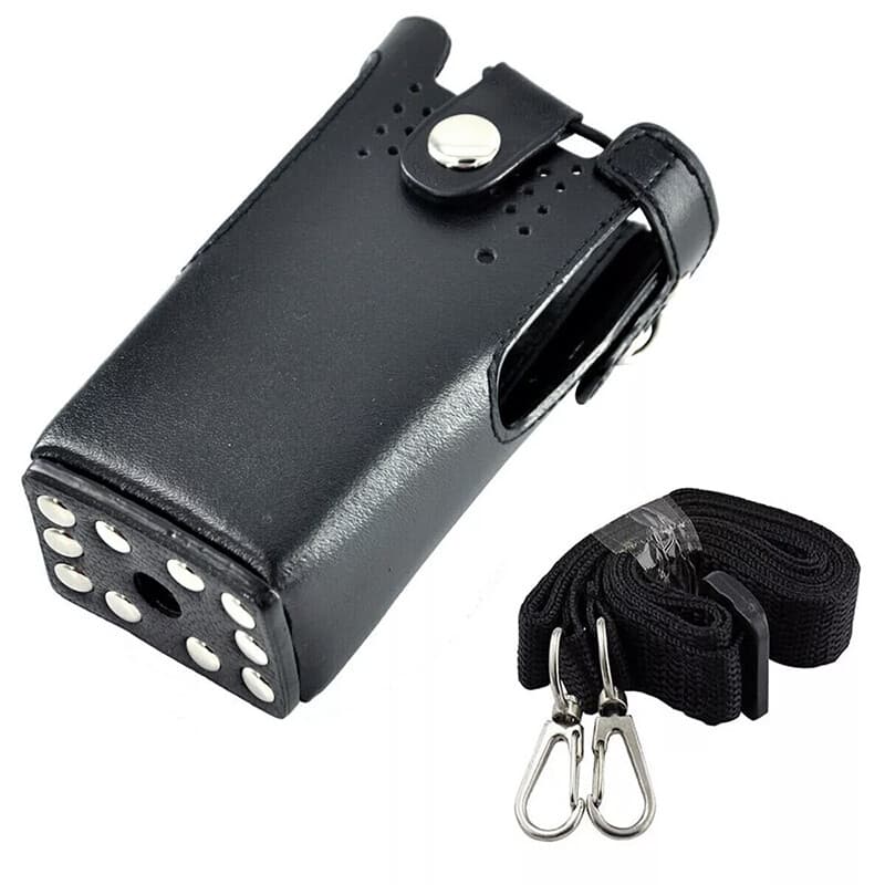 Hard Leather Case Carrying Holder Holster For Motorola Two Way Radio With Strap 3