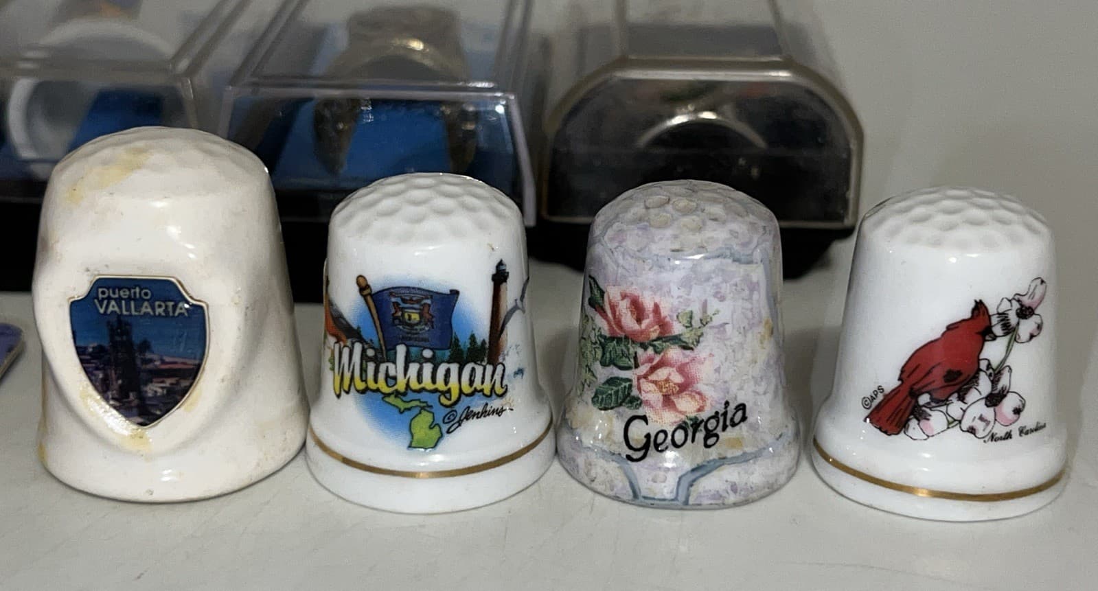 Vintage Lot Of 21 Thimble State Souvenir And More Collection 4