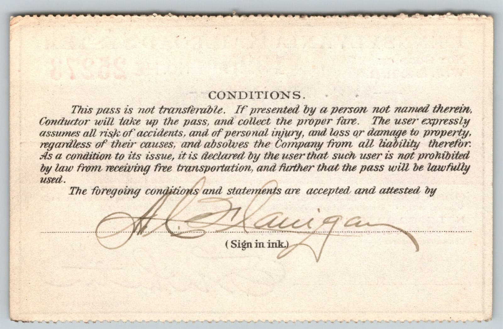 1925 Pennsylvania RR System "Pan Handle Div." Employee "Flanigan" Railroad Pass 2
