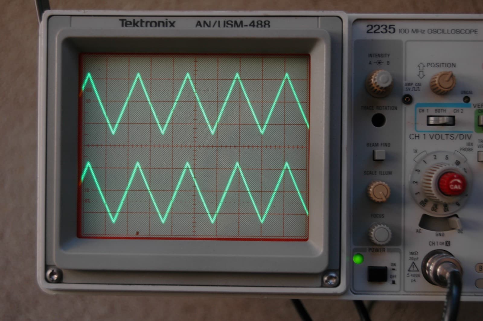 Tektronix 2235 AN/USM488 100MHz Oscilloscope, Two Probes, Power Cord Refurbished 6
