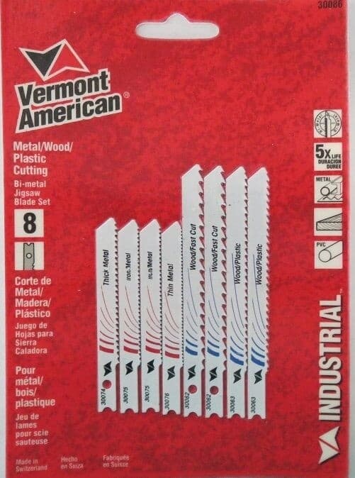 Vermont American 30086 Bi-Metal U-Shank Jig Saw Blade Set 8-Piece