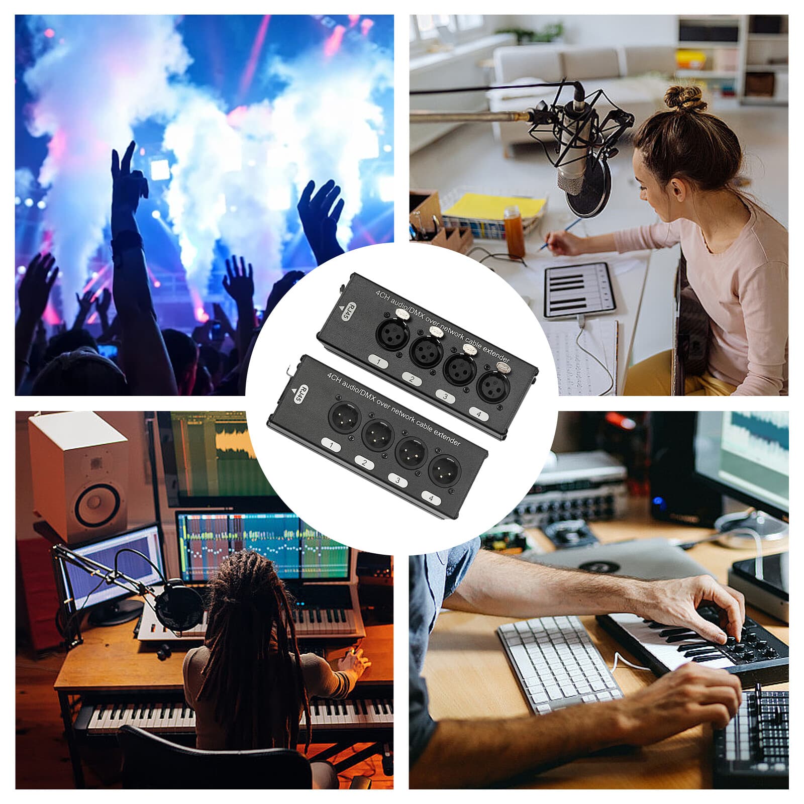 Extender Transmission Network Cable Sub Snake Box Extender 4-Channel Rectangular 4