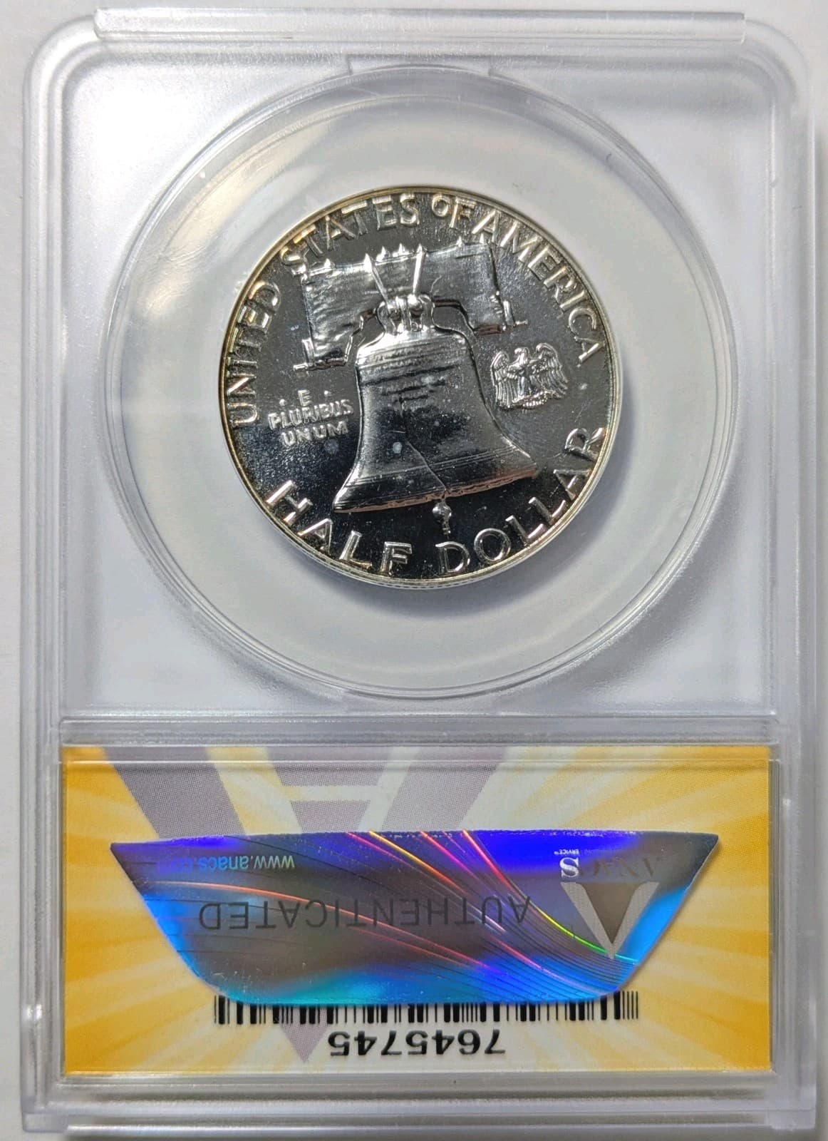 1960 Franklin Silver Half Dollar ANACS PF63 Album Toned Crescent Toning Rainbow 3