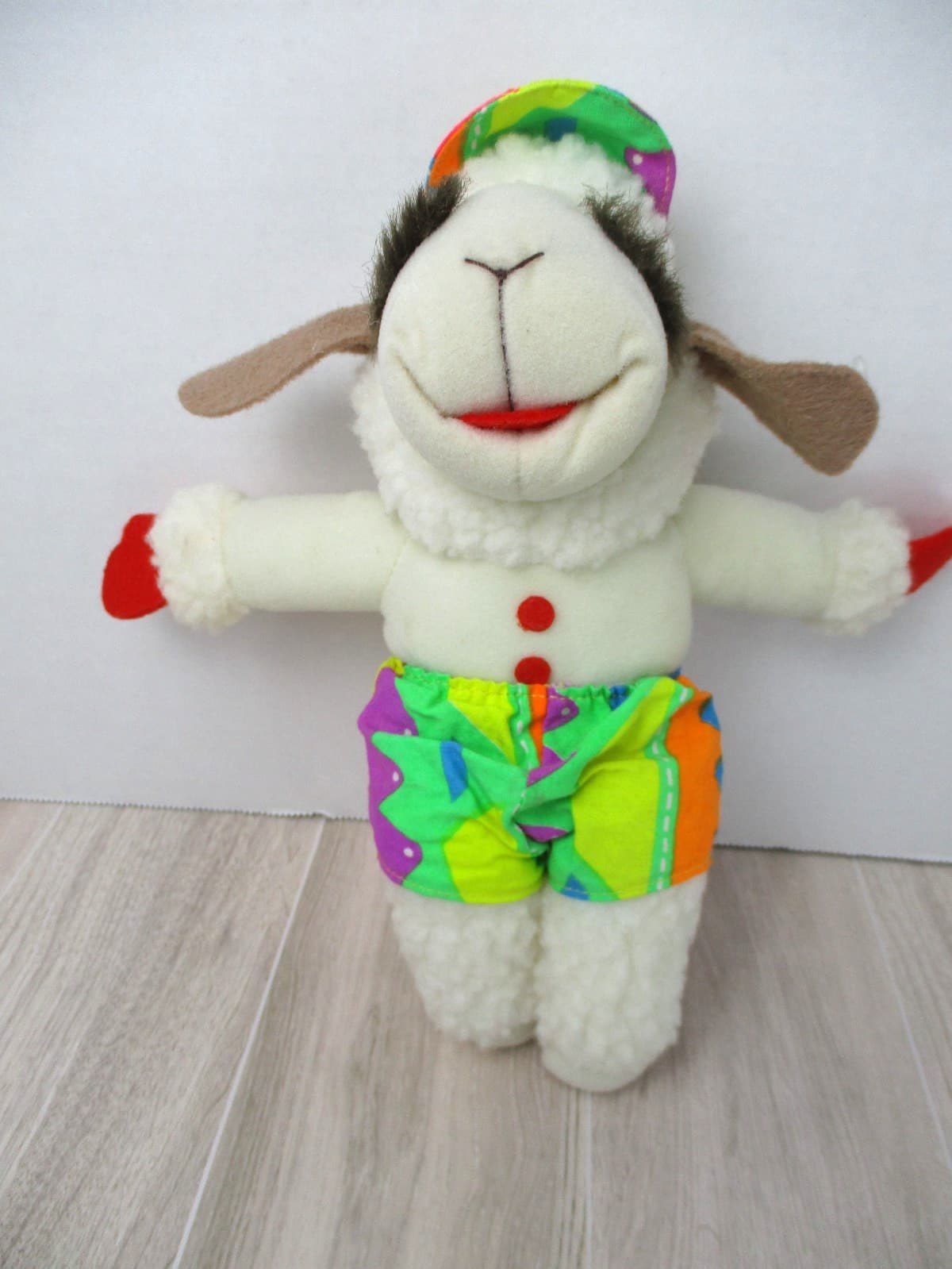 Vintage 1993 Lamb Chop Plush 9” Tall Stuff Animal w/ Visor 90s